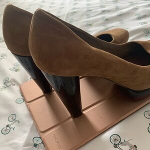 Devani Tan Brown Genuine Leather & Suede platform Pumps Sz 8.5